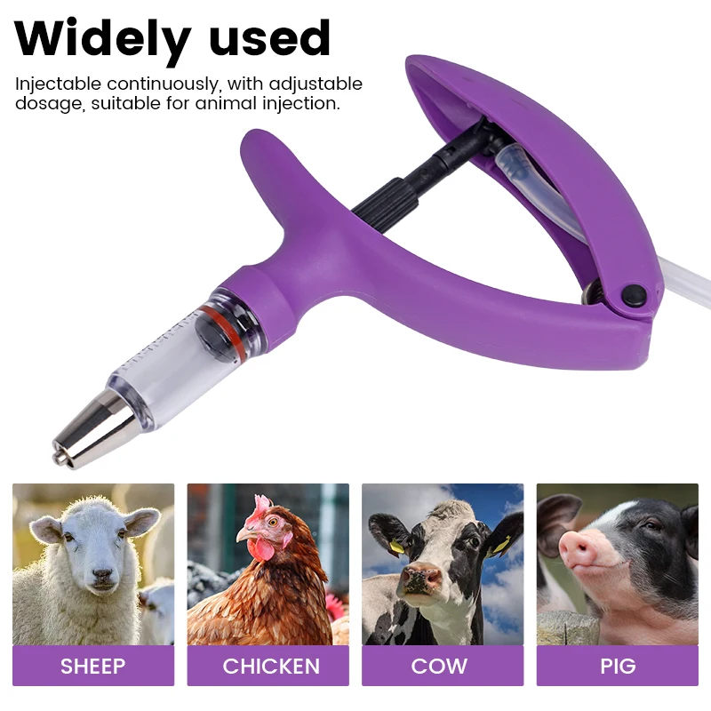 Jeringa continua veterinaria de animales de 2ml/5ml, inyección ajustable, dispositivo de vacuna para alimentación de pollo, aguja gratis, granja también - imagen 5