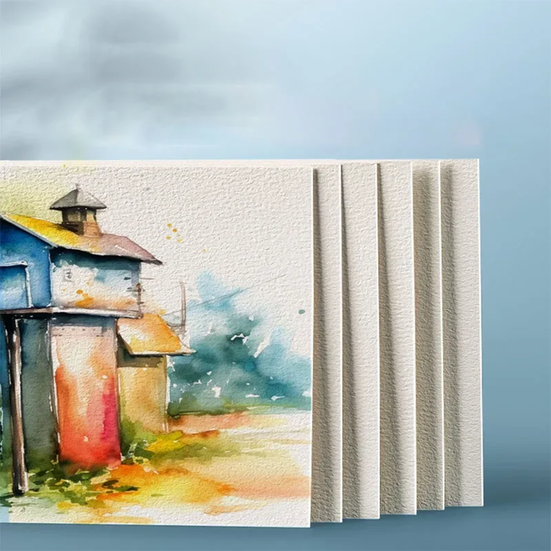 Papel de acuarela cuadrado/redondo, postal profesional de Color agua para pintar, suministros escolares, 25 hojas por juego, 300g - imagen 4
