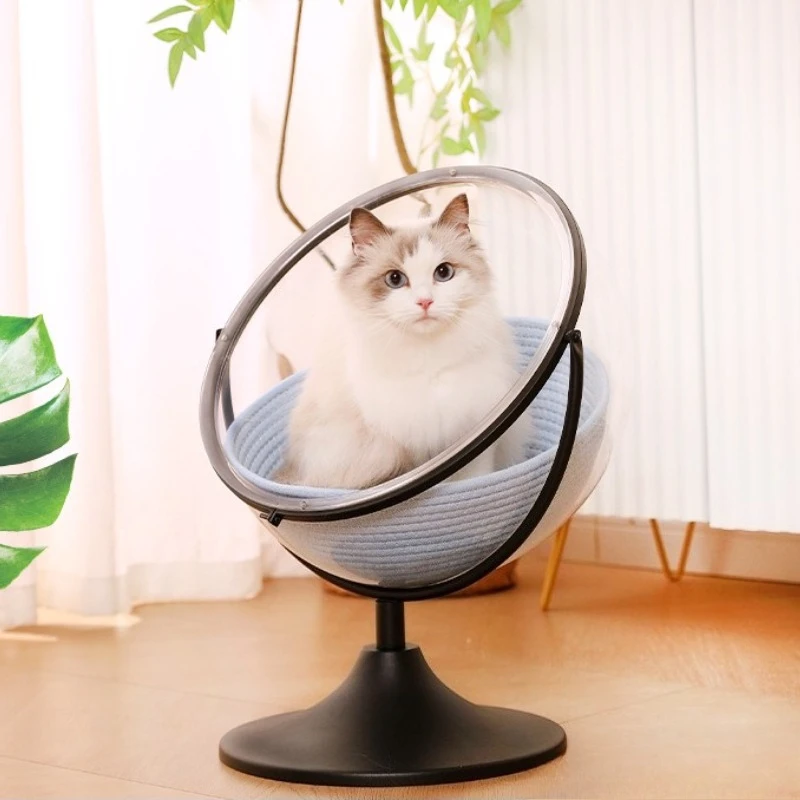 Cama acrílica para gatos, camas transparentes para gatos, cachorros, perros pequeños, gatitos, gatos, cama con globo, cápsula de gran espacio para mascotas, hamaca, muebles para casa - imagen 2