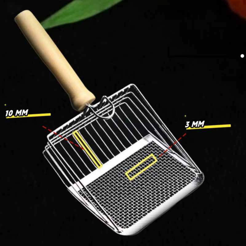 Pala para arena gatos acero inoxidable mango madera fácil limpieza - imagen 5