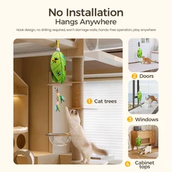 Juguete automatico para gatos colgante con laser y pluma divertido