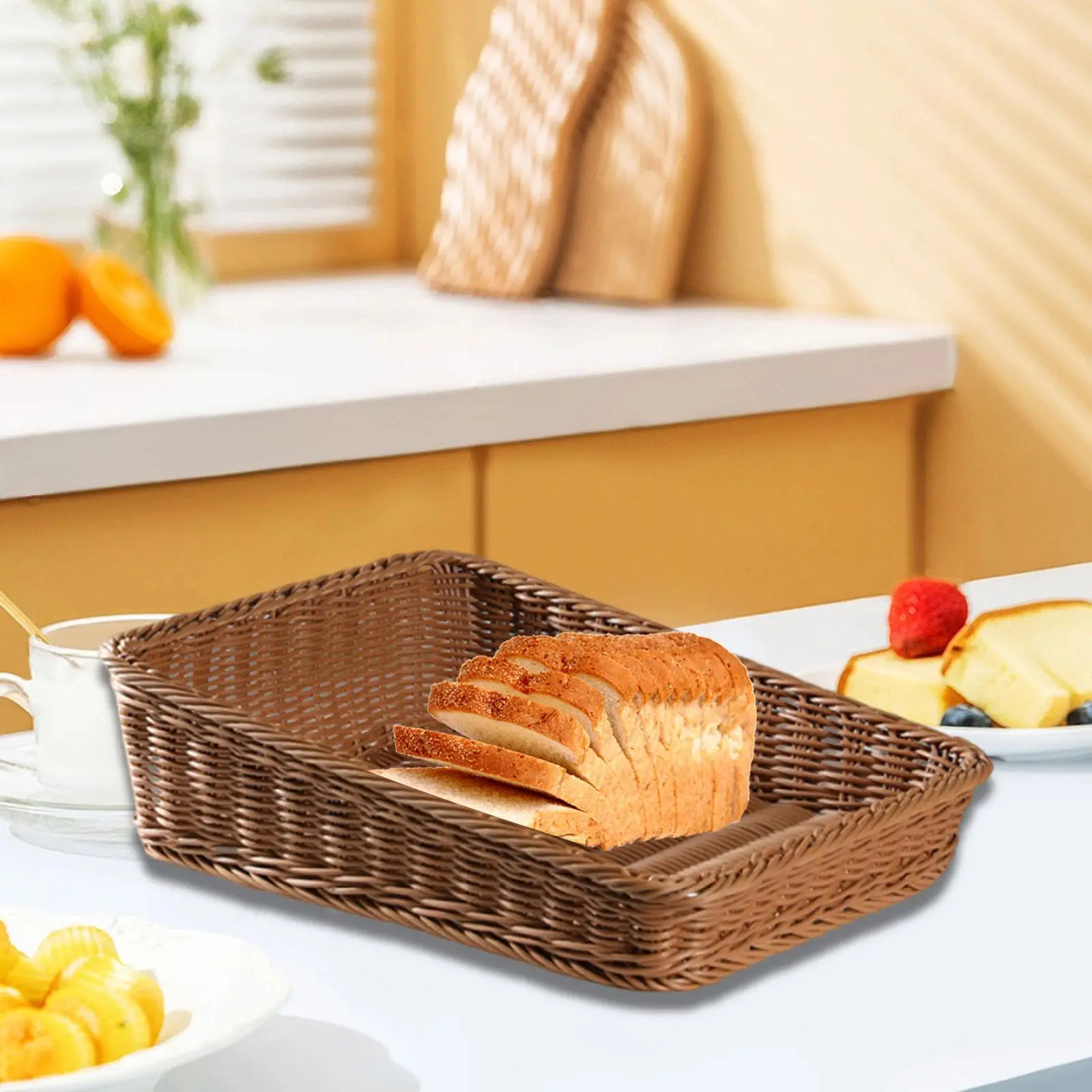 Woven Basket Fruit Baskets Bread Display Tray Decorative Counter Organizer Bread Basket for Home Organization Household Woven Basket Fruit Baskets Bread Display Tray Decorative Counter Organizer Bread Basket for Home Organization Household