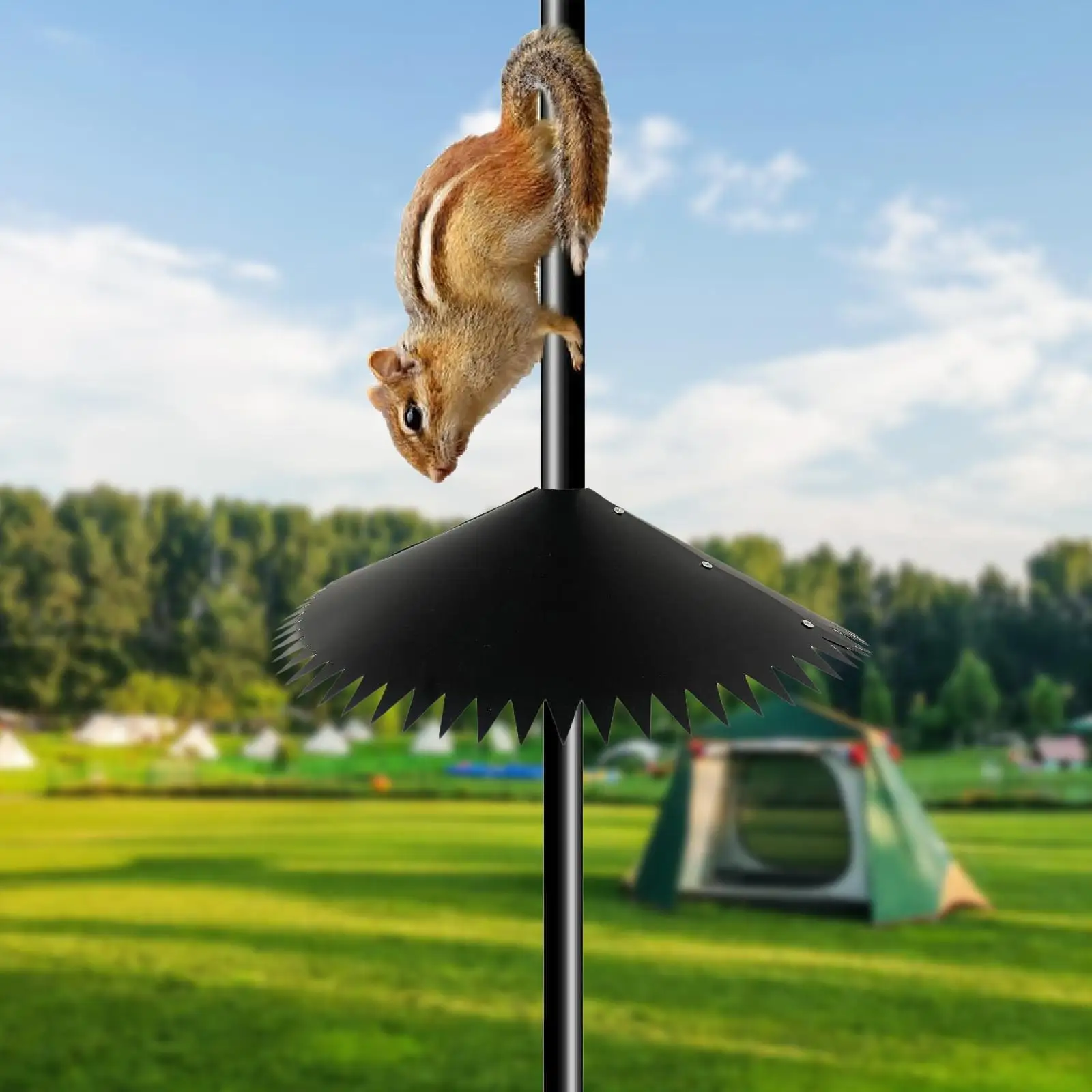 Squirrel Dome Baffle for Bird Feeder Pole for Garden Patio with Spiked Edges