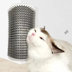 Rascador vertical con cepillo para gatos – Elimina pelo muerto en esquinas