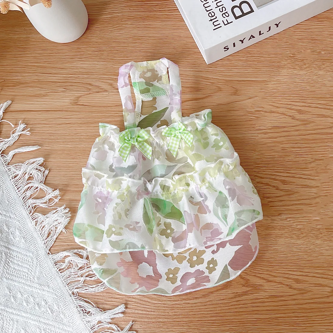 Vestido camisola fresco de primavera para mascotas, vestido de malla con flores, ropa para perros y gatos, vestidos para perros pequeños, ropa para cachorros - imagen 2