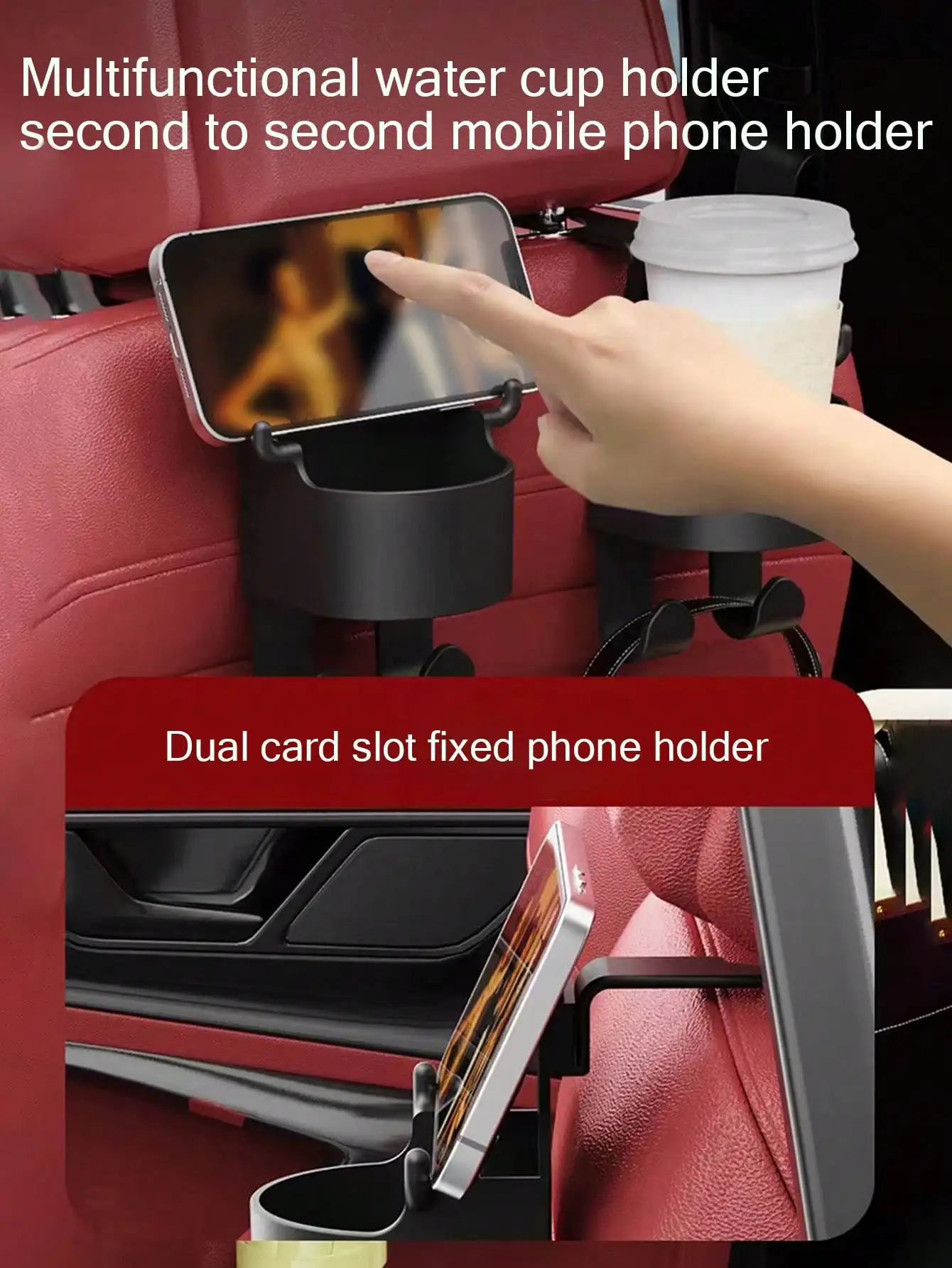 Gancho portavasos multifuncional coche soporte de tazas y móvil - imagen 3