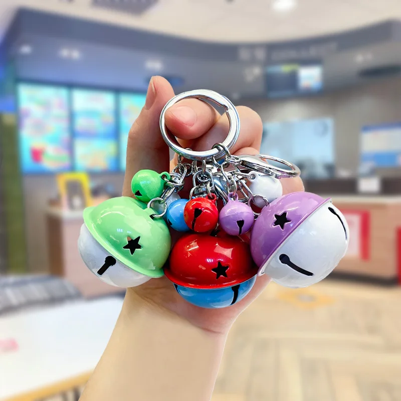 Juego de llaveros de metal con cascabel y cascabel para perros y gatos, campana grande de 40 mm + cascabeles pequeños de 2 x 14 mm, collar ajustable para mascotas - imagen 3