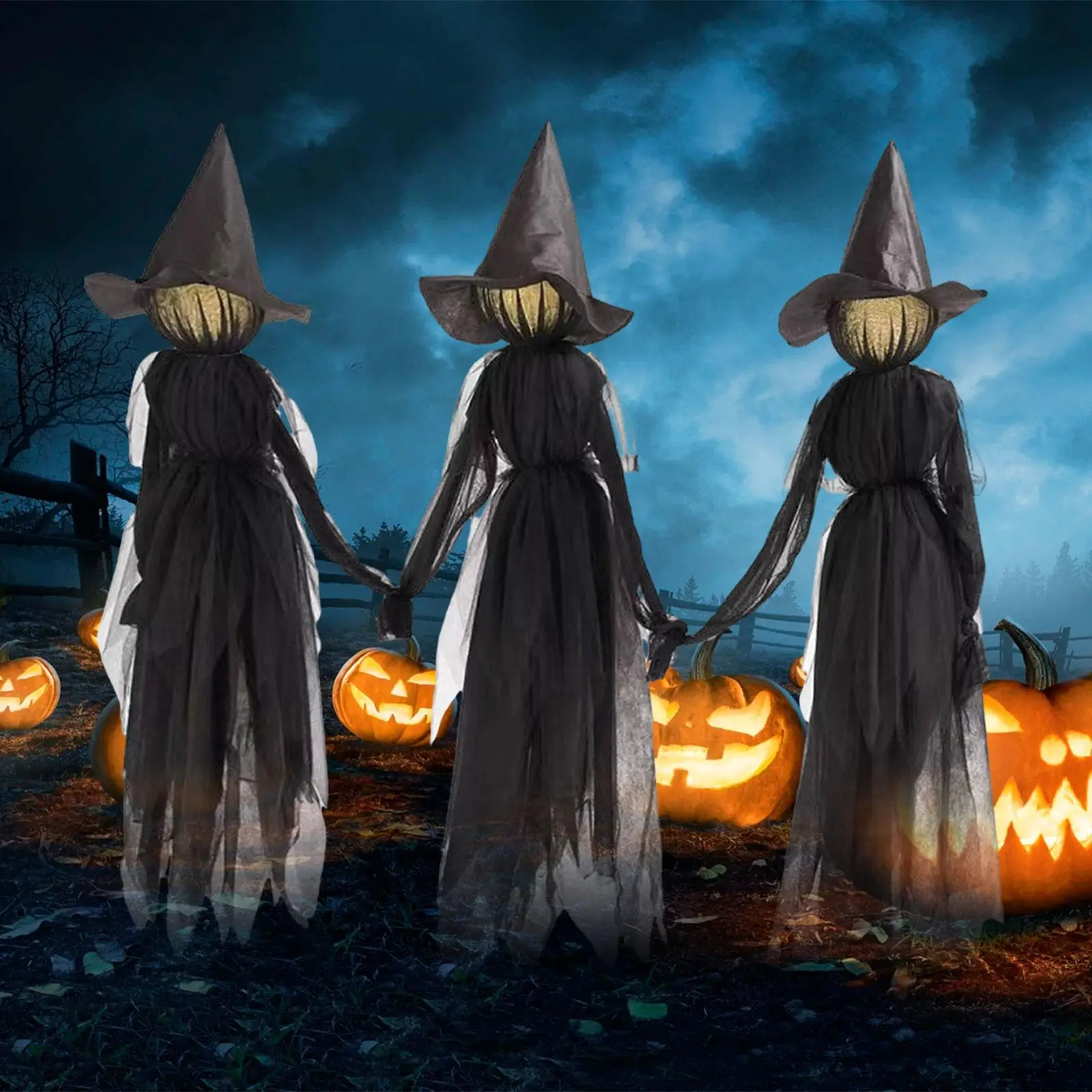 Screaming Witch Halloween Sound Activated Transducer Gifts Colorful Glow Home Garden Decor for Outside Yard Garden Home Entrance