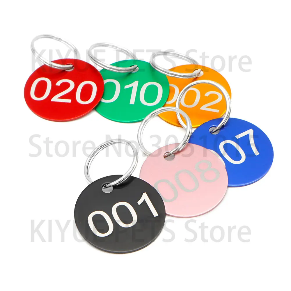 Etiquetas de nombres de aluminio redondas personalizadas grabadas con láser 0-200 etiquetas de identificación de llavero accesorios de decoración - imagen 5