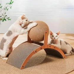 Bola rascadora para gatos, rascador de madera para gatos, tablero rascador de Sisal, juguete de pata de molienda resistente al desgaste, raspador de madera maciza para gatos