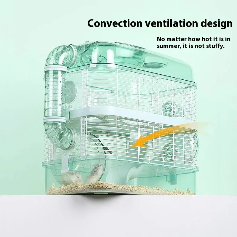 Jaula para hámster de lujo, acrílico transparente, panorámica, 3 capas, hilo dorado, oso, transpirable, impermeable, accesorios especiales para jaula - imagen 2