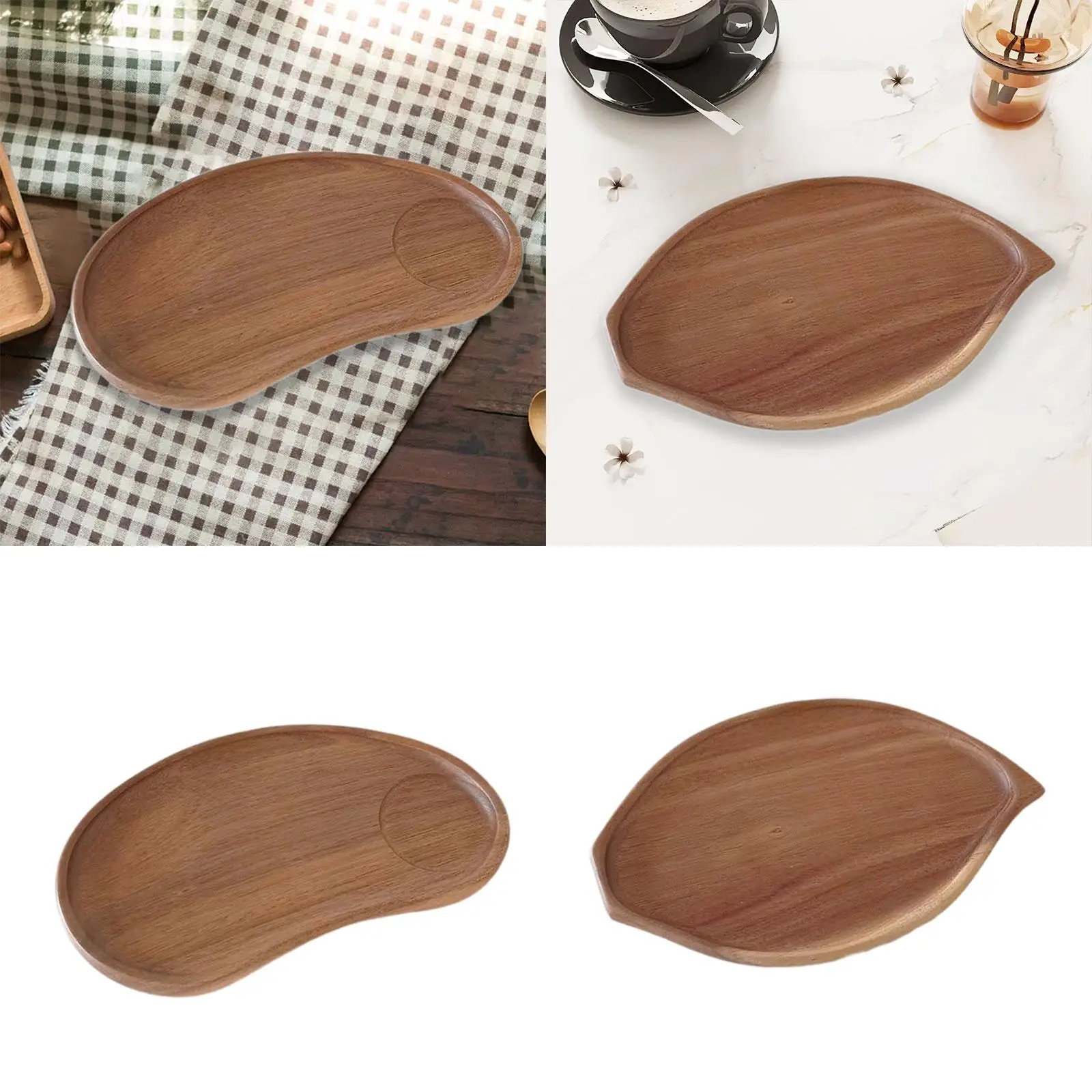 Wooden Appetizer Plate Dessert Plates Wooden Serving Tray Snack Plate Food Platter for Drinks Breakfast Cupcake Snacks Dessert