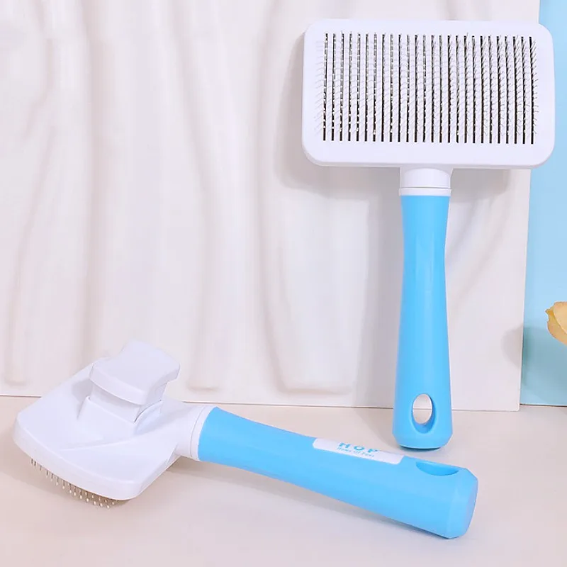 Peine para perros, cepillo automático para perros, removedor de pelo para mascotas, cepillo autolimpiante para gatos, peine de un botón para perros, limpieza de nudos, suministros para mascotas - imagen 3