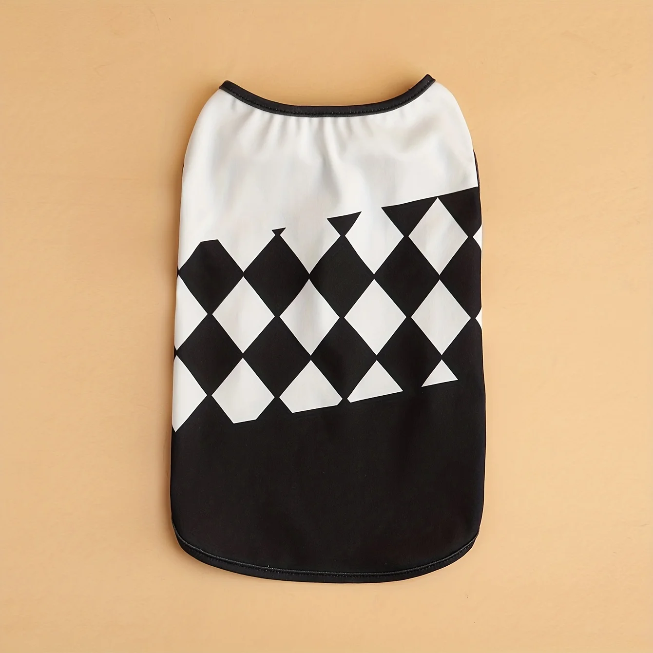 Color - Chaleco para mascotas en bloque, ropa para perros/gatos con estampado de diamantes en negro, blanco y verde y naranja, Top sin mangas transpirable para mascotas pequeñas de verano - imagen 3