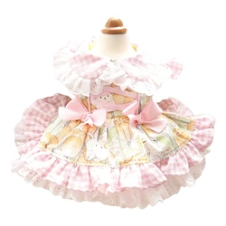 Vestido rosa con lazo para perros pequeños – Encaje y volantes para Yorkie