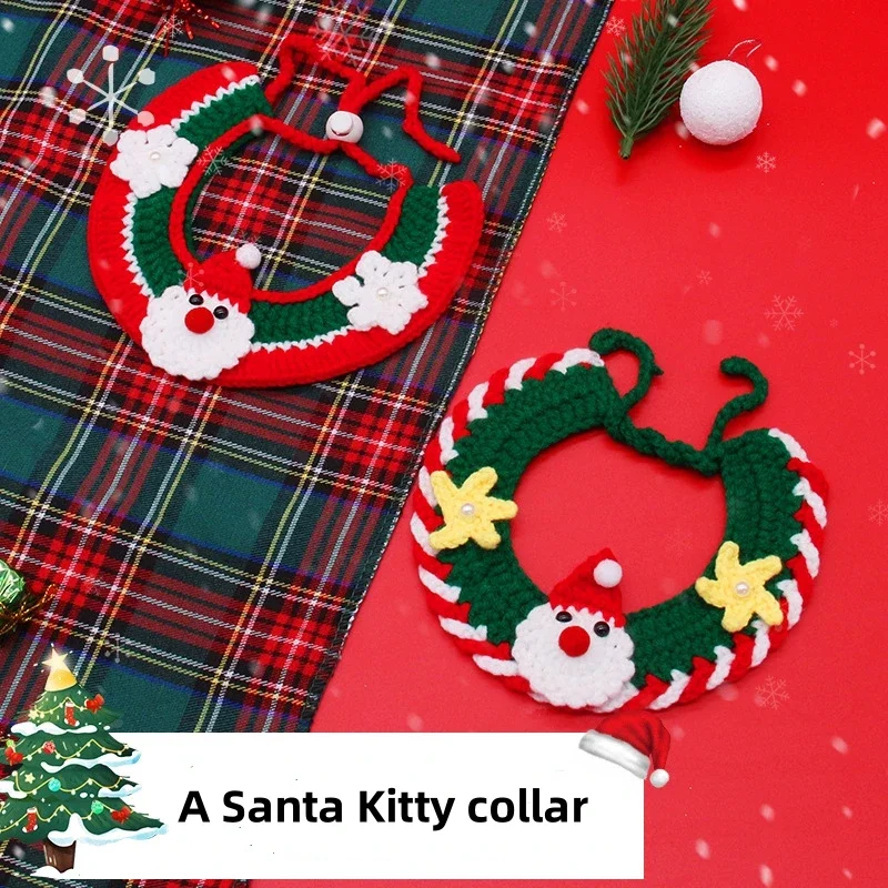 Arnés de Navidad para mascotas, bufanda con lazo para gato, Collar de punto para Año Nuevo, Baberos para perros, accesorios para disfraces de Navidad para mascotas pequeñas y medianas, suministros para mascotas - imagen 3