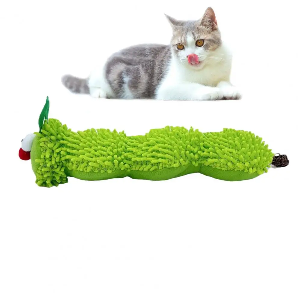 Juguete para gato en forma de oruga, resistente a las mordeduras, oruga verde de felpa con hierba gatera, mejora el enlace, protege los muebles - imagen 2