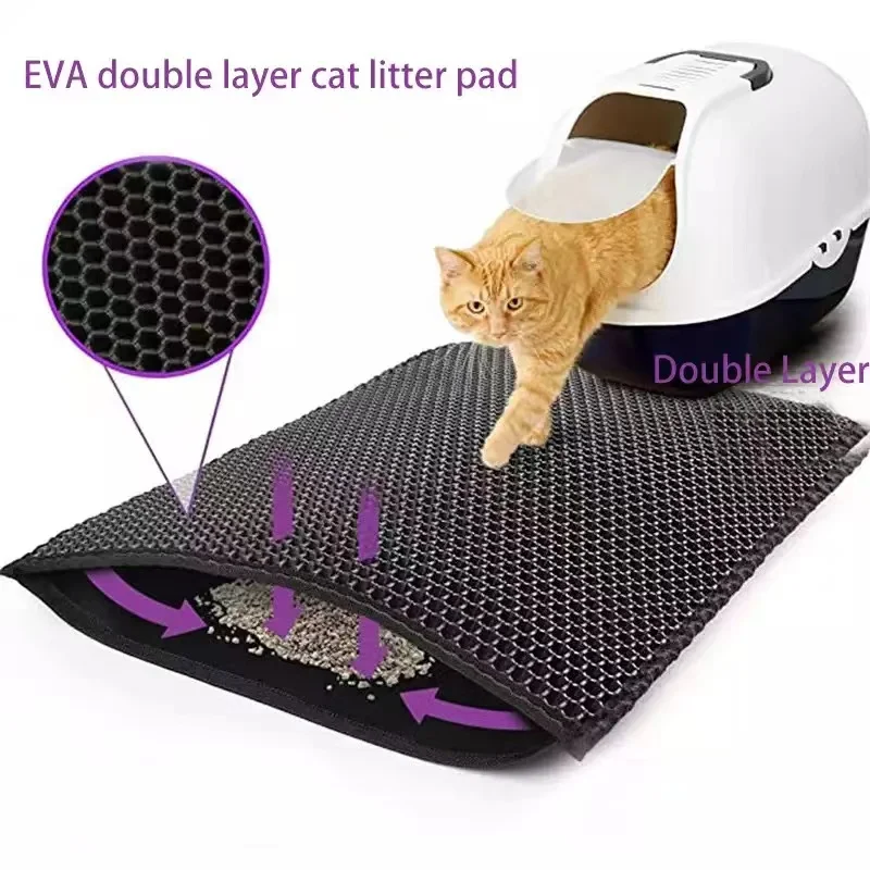 Estera de arena con filtro de lavabo de arena para gatos eva de doble capa, suministros para mascotas, estera para rascar gatos, lavabo de arena antideslizante impermeable - imagen 5
