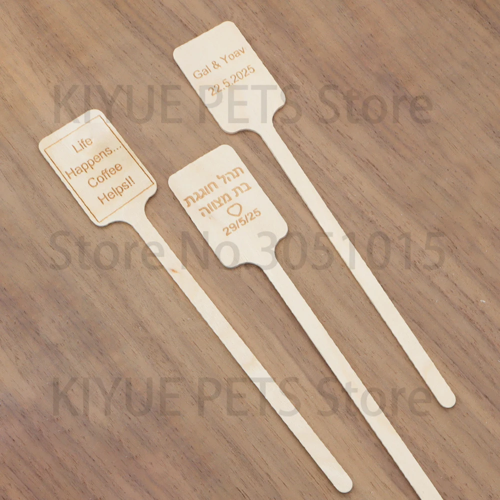 100 Uds. Artículos para el hogar, etiqueta en blanco grabada, cuchara redonda, agitador de taza de té, adorno de pastel de fiesta - imagen 2