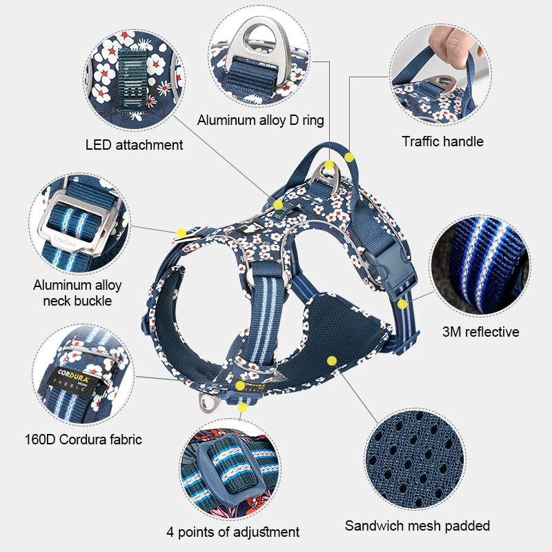 Truelove Arneses para mascotas Actualización duradera Tela Codura Accesorios de aluminio y nailon Fabricantes de arneses para perros TLH5656 - imagen 4