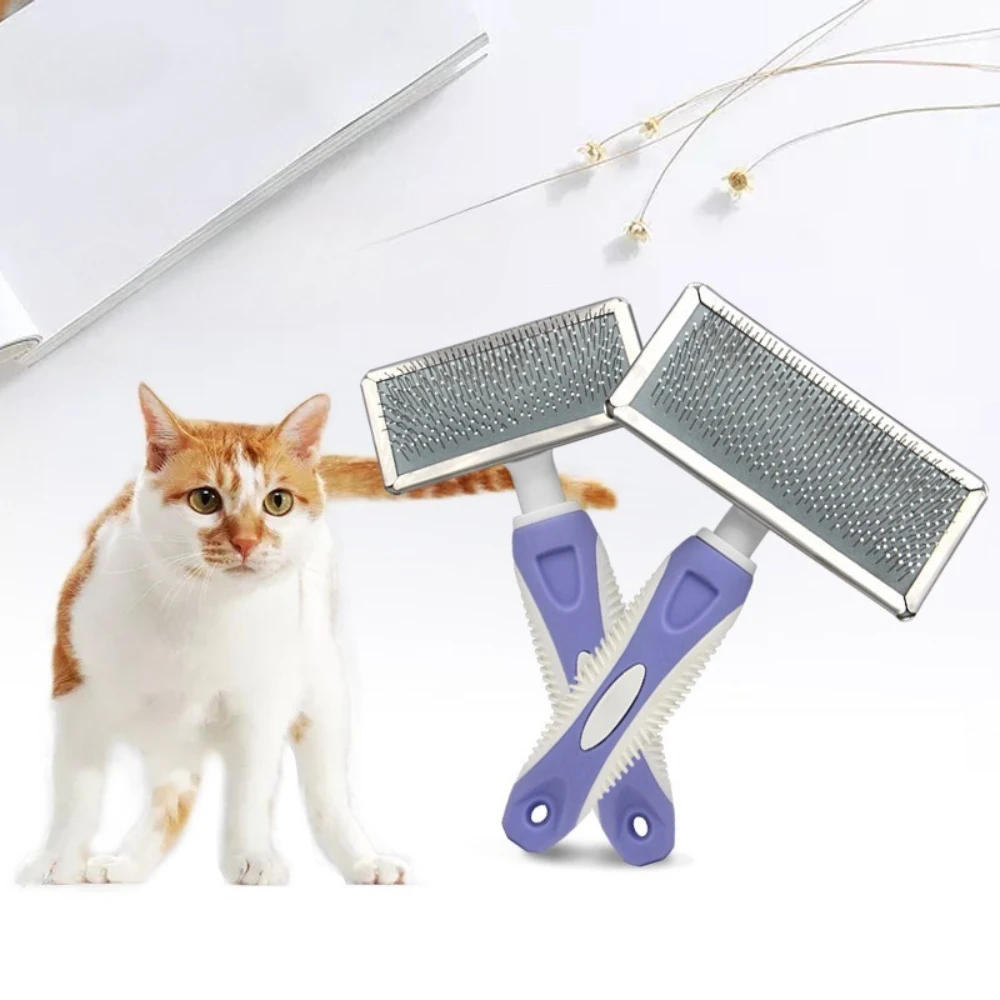 Cepillo para perros, removedor de pelo para mascotas, cepillo de masaje para perros, peines de acero inoxidable para herramientas de limpieza para gatos, accesorios para el cuidado de mascotas