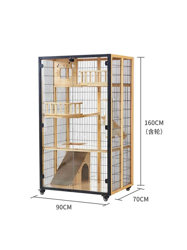 Casa de gato panorámica de cristal, armario de tres capas de madera maciza, jaula de lujo - imagen 5