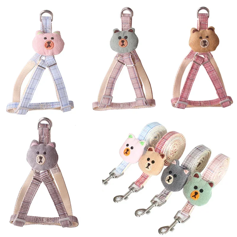 Arnés para perros y gatos, correa, chaleco ajustable, Collar para cachorros pequeños y medianos, accesorios para cachorros Chihuahua Terier para caminar al aire libre