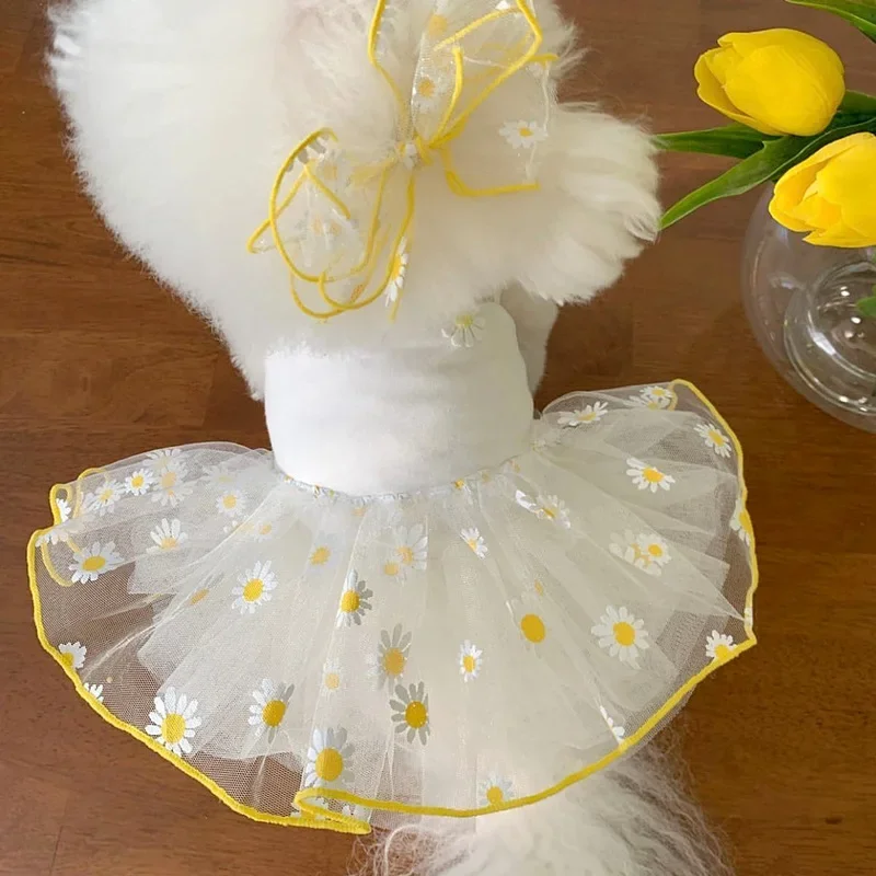 Lindo vestido para perros pequeños, falda fina de princesa para cachorros, ropa de verano para perros, ropa para Chihuahua York, suministros para mascotas - imagen 4