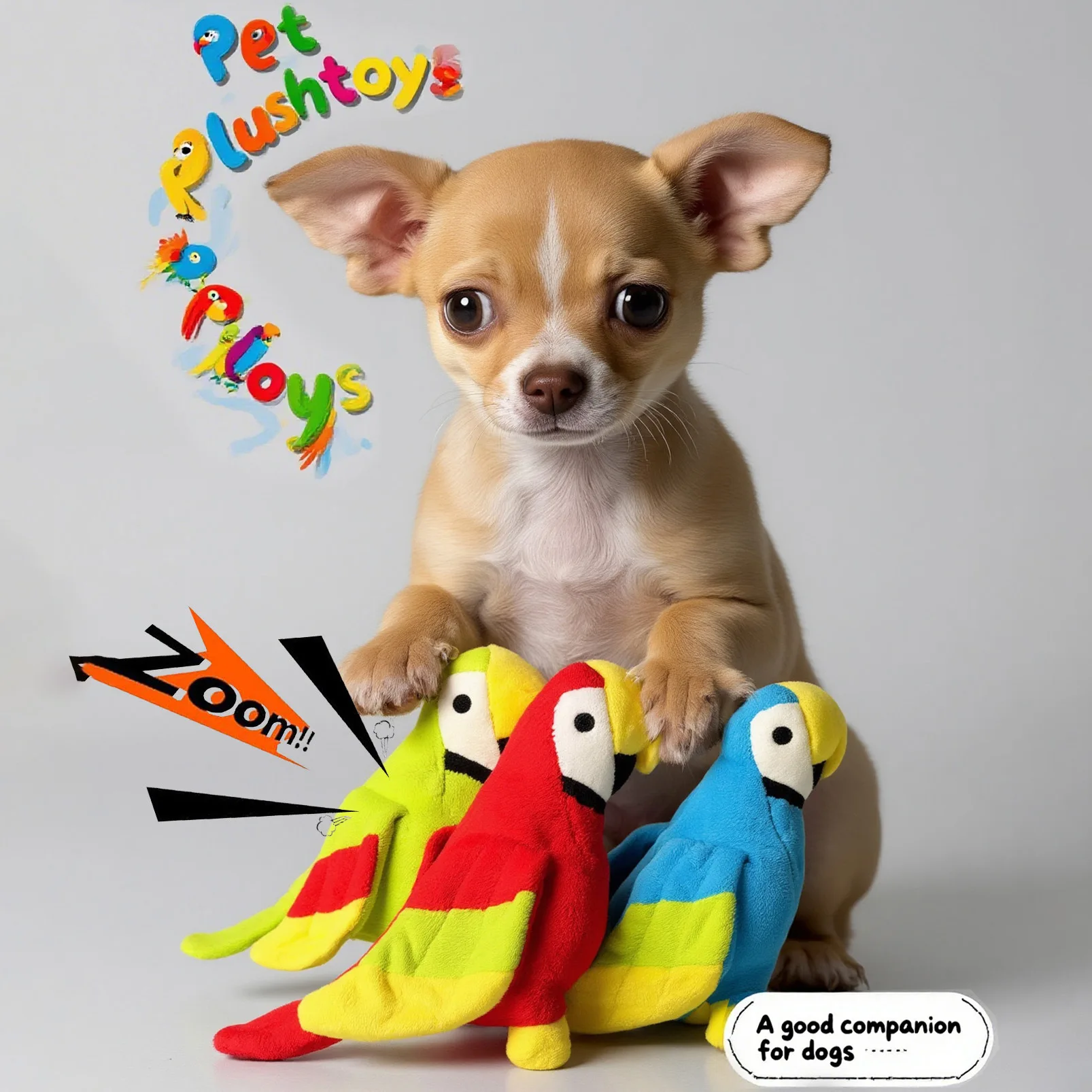 Juguete realista para perros chirriantes de peluche con loro, juguete interactivo Molar para masticar para mascotas, suministros de entrenamiento para juegos de autobloqueo Boredom Buster para cachorros