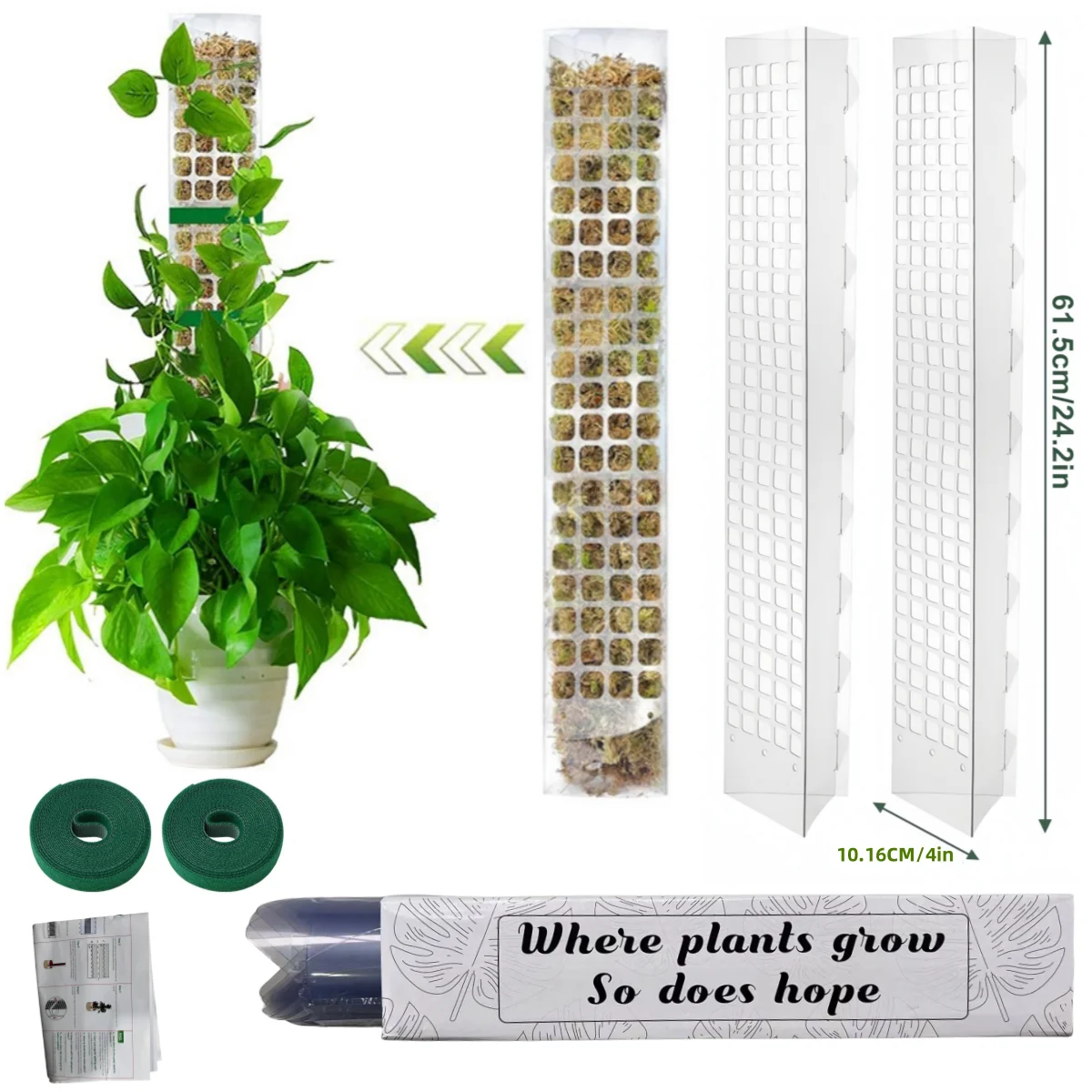 Moosstangen, Pflanzen, Kunststoff, transparent, halbzylindrisch, Sphagnum, Moosstangen, hohler, selbstbewässernder Stützstab für Kletterpflanzen