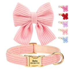 Collar de perro con lazo y grabado personalizado
