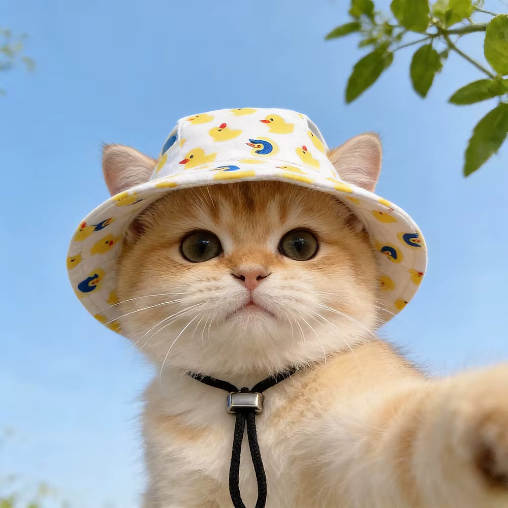Sombrero protección solar a cuadros para perros y gatos – Exterior - imagen 2