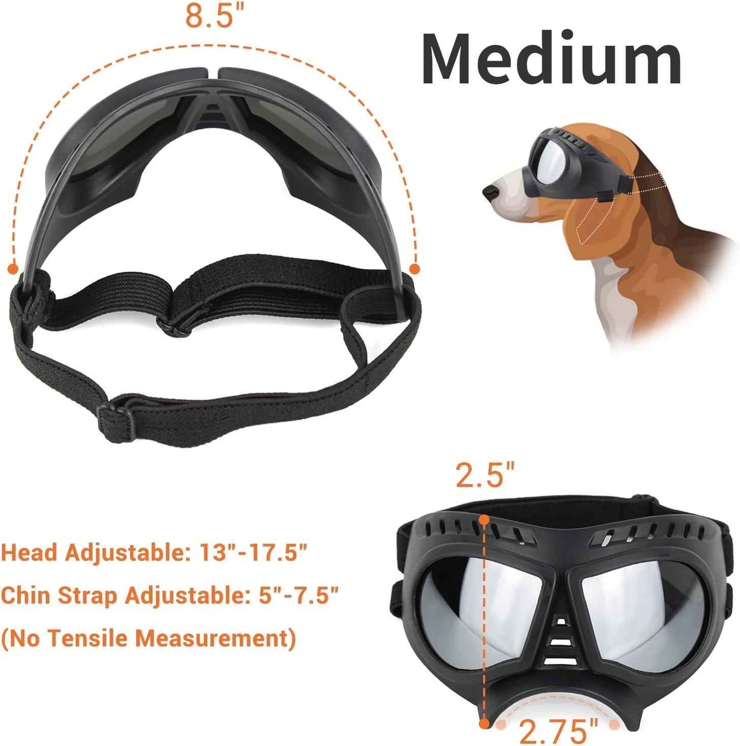ATUBAN-gafas de sol para perro, lentes de protección UV para perros medianos y cachorros, ideal para conducir y hacer senderismo - imagen 4