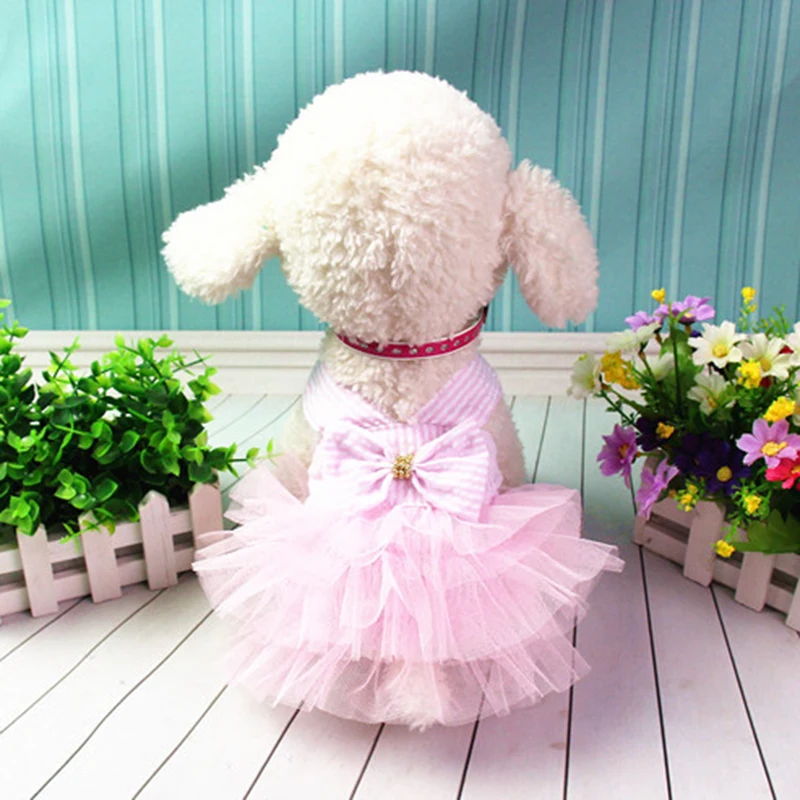 Falda de conejo dulce, vestido de verano para mascotas para animales pequeños, ropa a cuadros a rayas para cachorros, perros, gatos, mascotas, ropa estidos perrita - imagen 5
