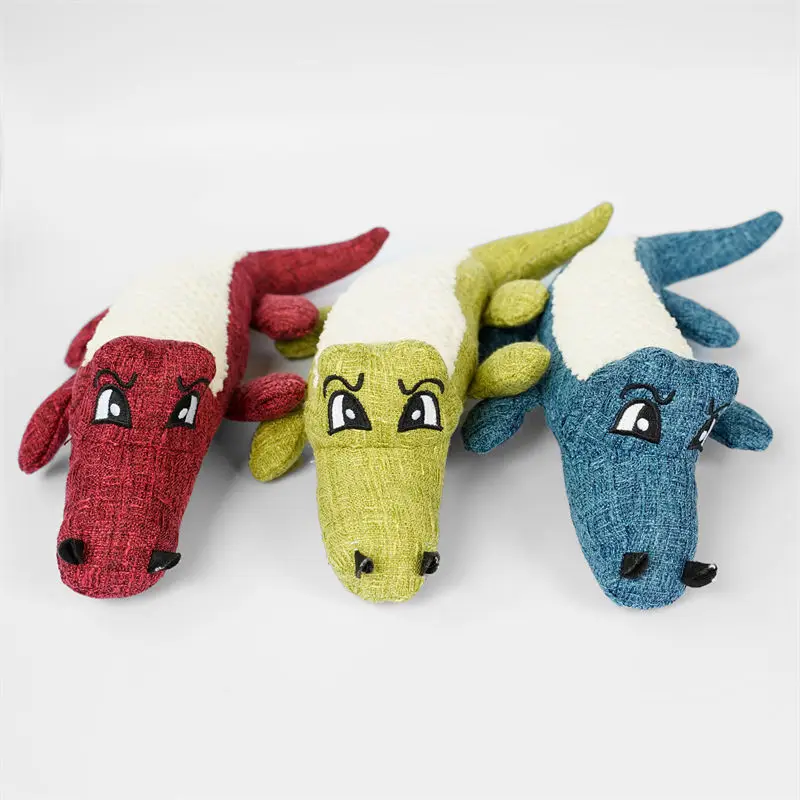 Juguete de peluche para perros y gatos, diseño de cocodrilo de 3 colores, resistente a masticar y chirriante, juguete de dentición Molar para cachorros y gatitos, - imagen 3