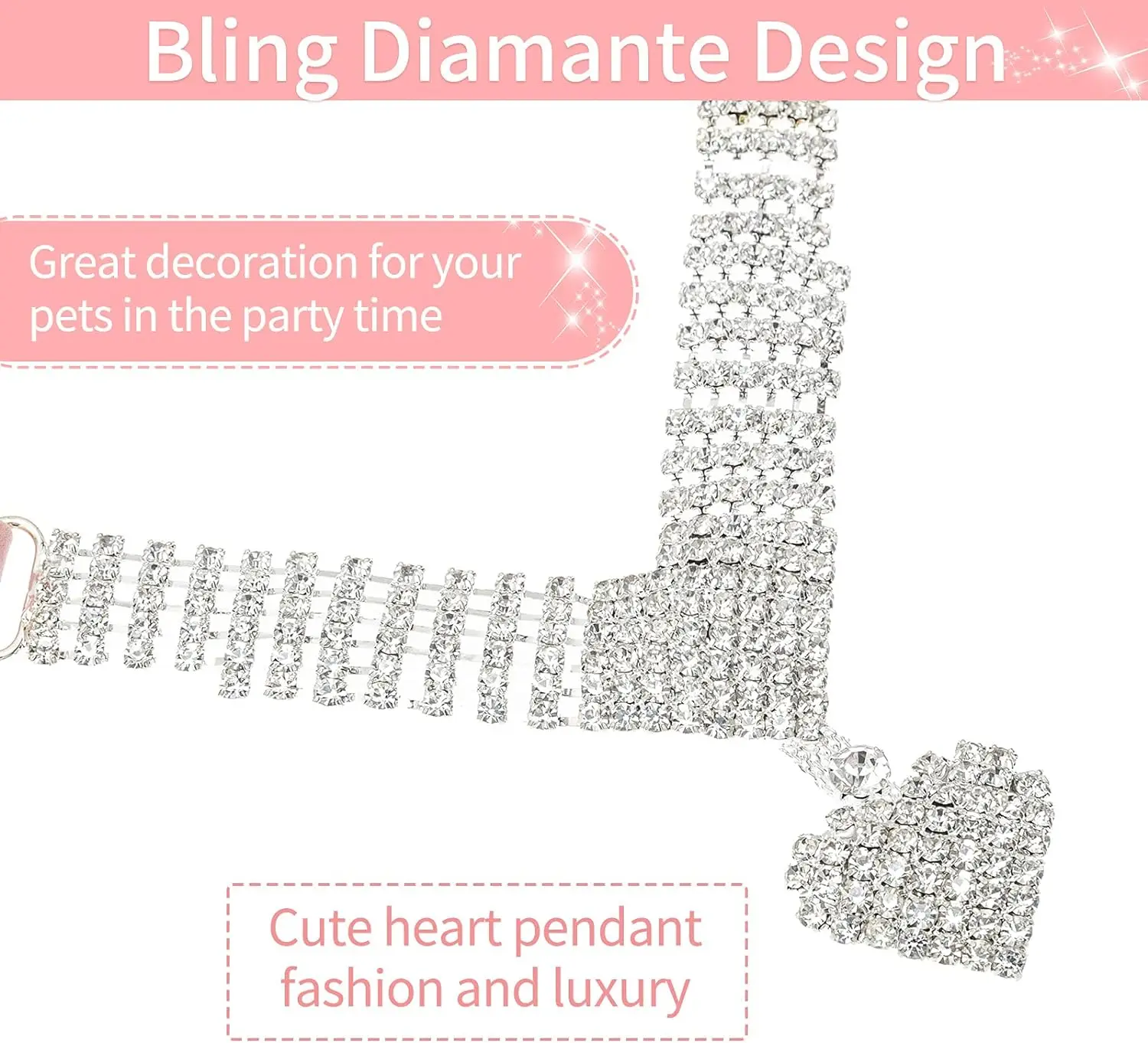 Collar de lujo con diamantes de imitación para perro, joyería de cristal con diamantes, accesorios de moda para mascotas para perros pequeños, cachorros y gatos - imagen 3