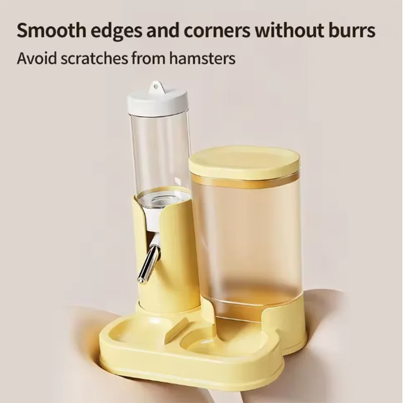 Bebedero y alimentador para hámster, botella de agua para hámster, dispensador automático para mascotas con Base, bebedero sin goteo con tazón de alimentación de alimentos - imagen 2