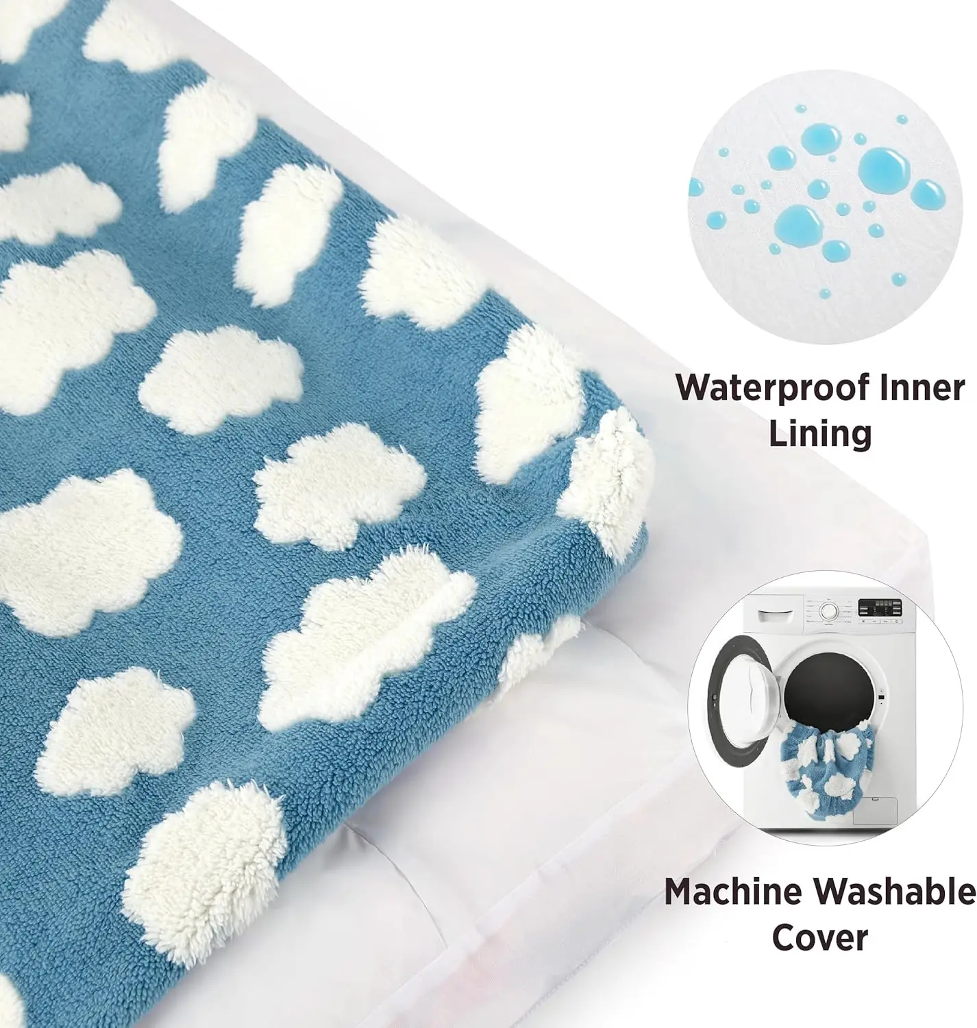 Cama grande para perros, cama gruesa triturada de espuma picada para mascotas, cama para perros para interiores con cubierta extraíble, bonita y moderna felpa peluda y antideslizante - imagen 4