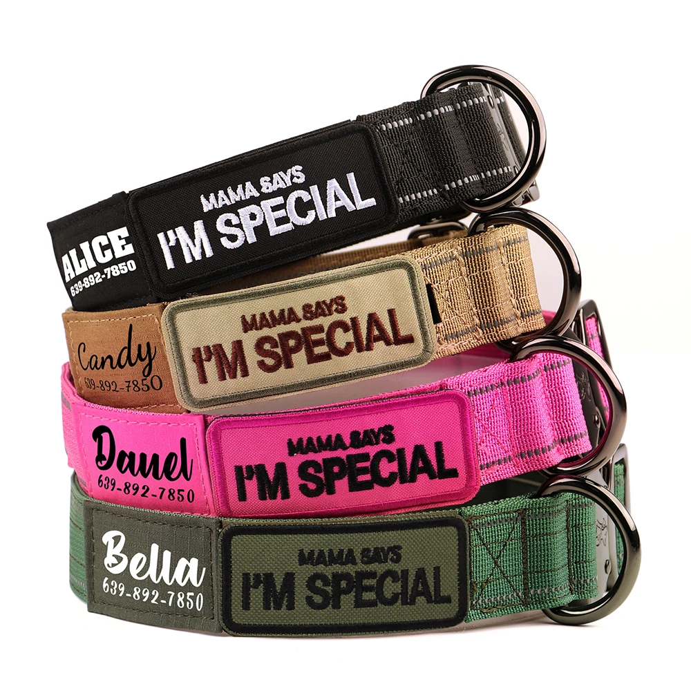 Collar táctico personalizado para perro, Collar militar de nailon para perro, reflectante, antipérdida, estampado gratuito, nombre para entrenamiento de perros y caza - imagen 2