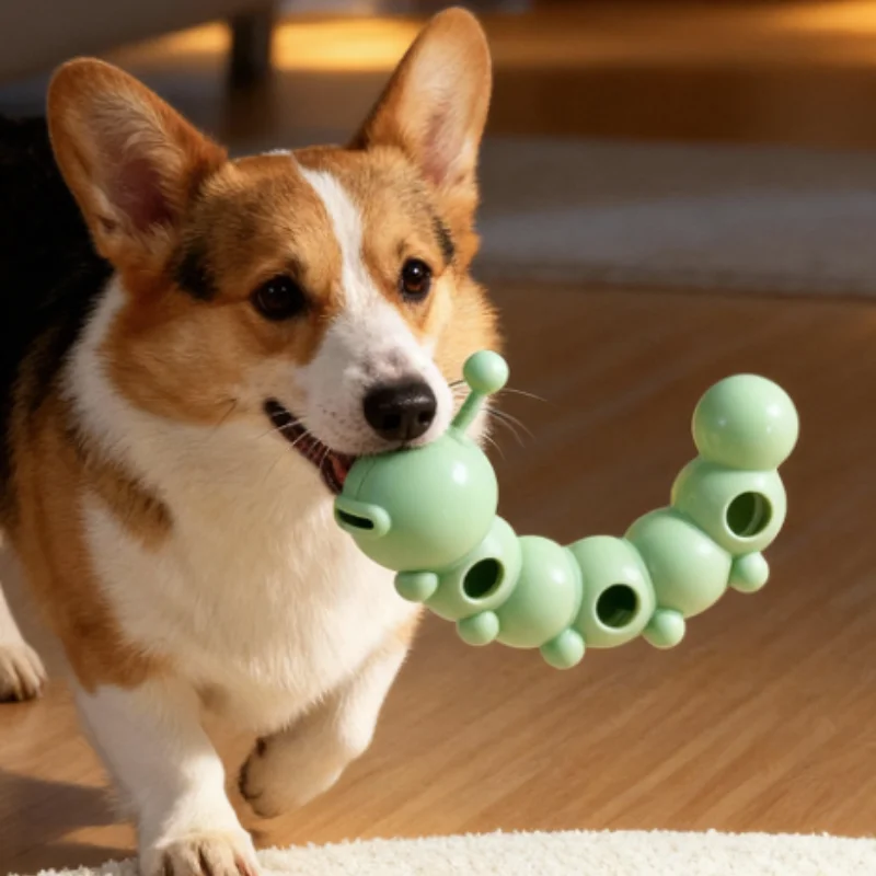 Juguete de simulación de perro TPR para perros pequeños a medianos con función de fuga de comida para moler y limpiar, adecuado para cachorros de dentición