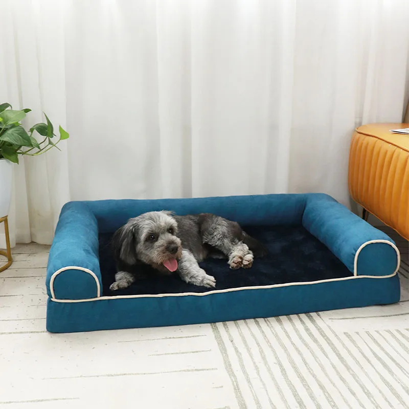 Cama para perro, sofá, sueño profundo, nido para mascotas, manta cuadrada gruesa y cálida para caniche, cojín impermeable, accesorios cómodos para perrera - imagen 3