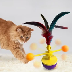 Juguete interactivo para gatos con plumas y bola para rascar