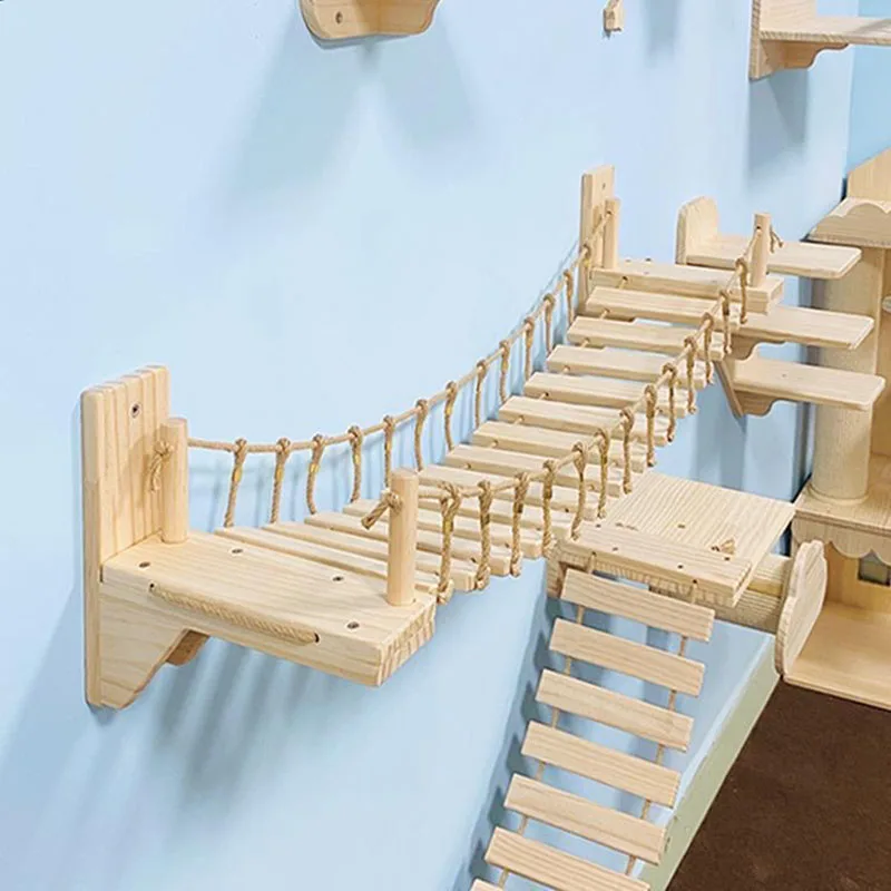 Torre de árbol para gatos, escalones de fibra Agave, marco de escalada para gatos, poste rascador montado en la pared, gimnasio para interiores, cielo, pasarela para gatos, accesorios, Juguetes - imagen 3