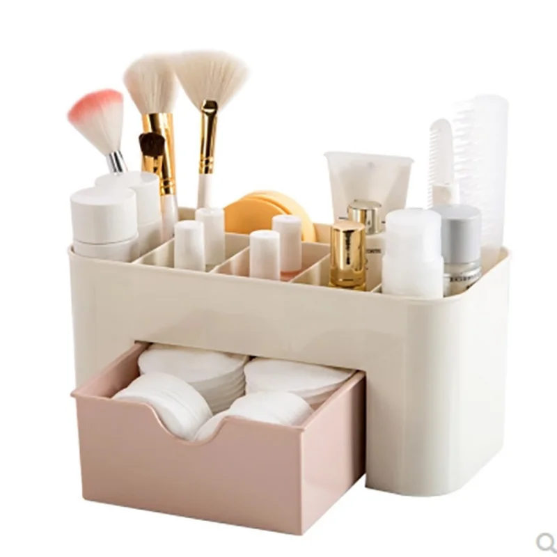 Caja de almacenamiento organizadora de maquillaje con cajón, hisopo de algodón, estuche de almacenamiento, organizador de lápiz labial, soporte para brochas, plástico acrílico para maquillaje - imagen 5