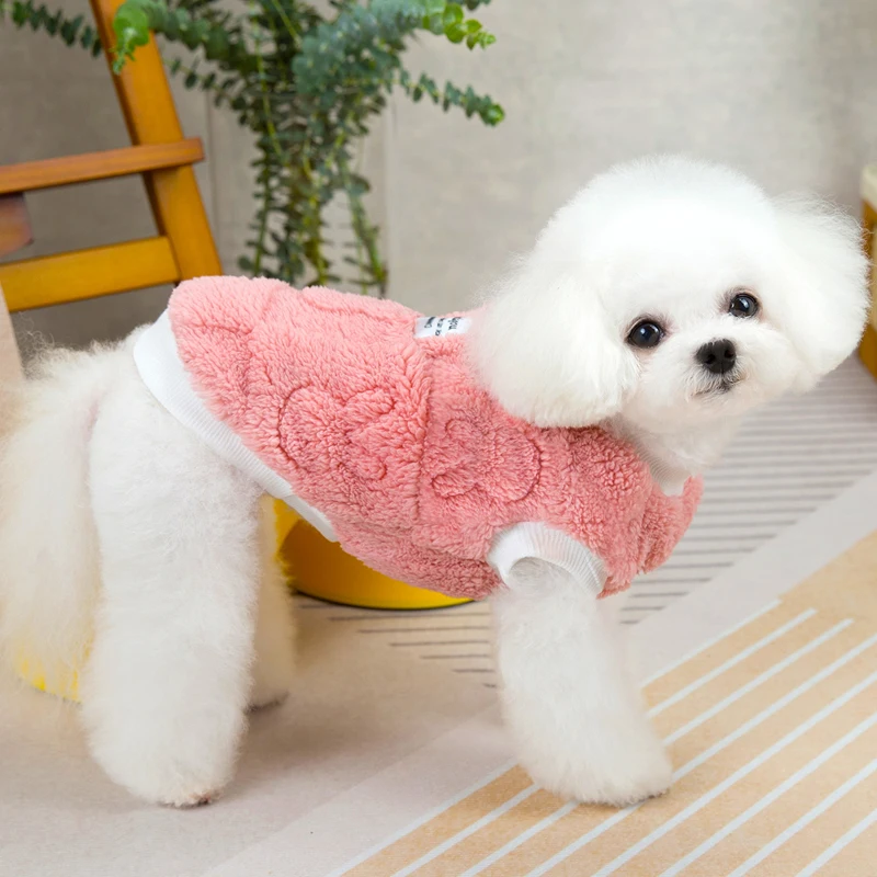 Ropa cálida para perros, sudaderas con capucha de lana rosa de manga corta para invierno, abrigo para un perro, caniche, Yorkshire, sudadera con capucha, ropa XXL - imagen 4