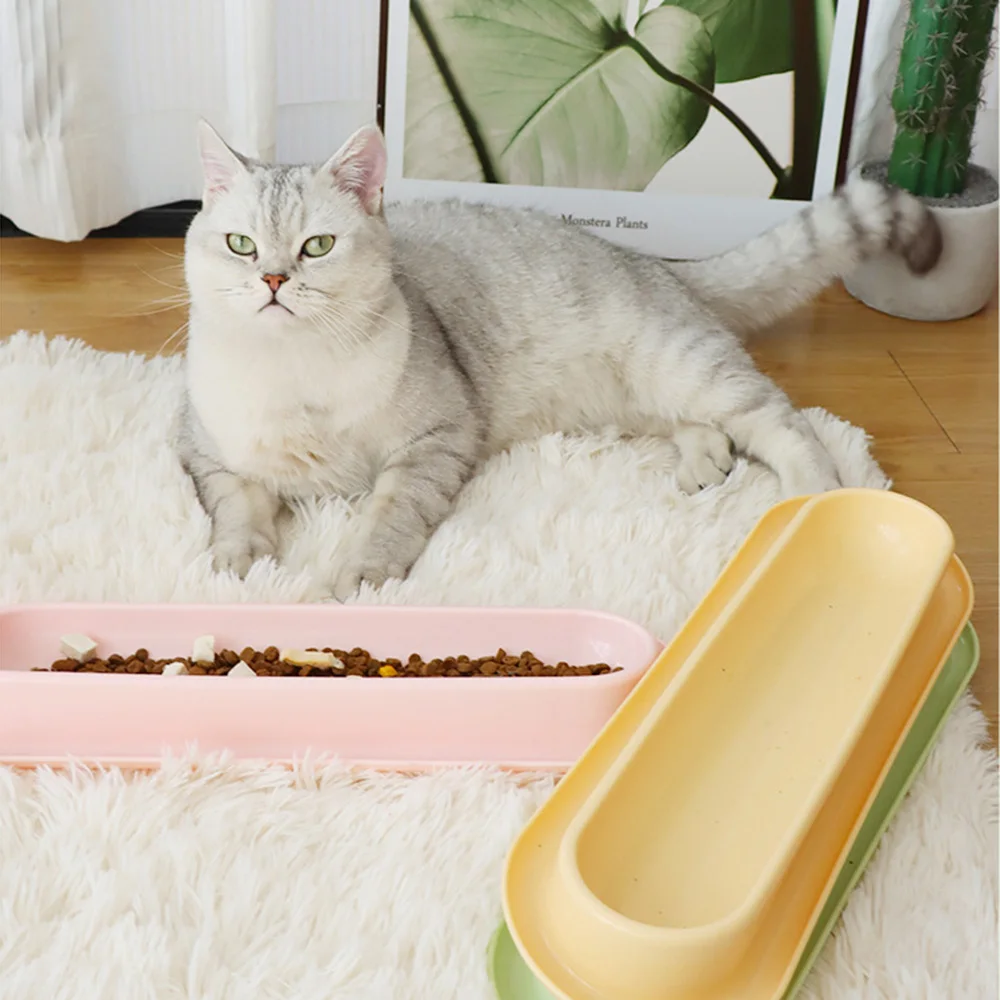 Cuenco largo para comida para mascotas para gatos múltiples: comedero para gatos con diseño antiformiga, estación de alimentación antideslizante para varios gatos, - imagen 5