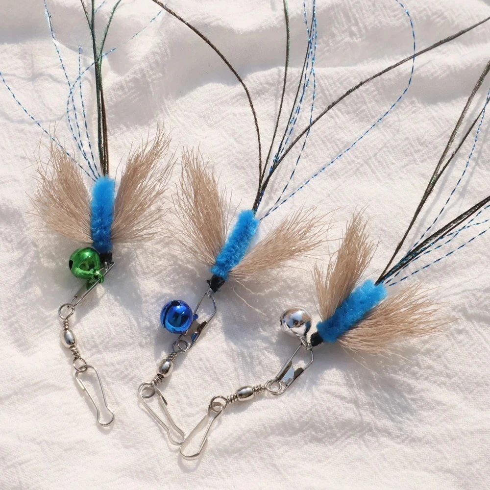 Palo de teaser de gato de insecto de simulación para cambiar de cabezales, juguetes para gatos, suministros de juguetes para mascotas con borlas - imagen 2