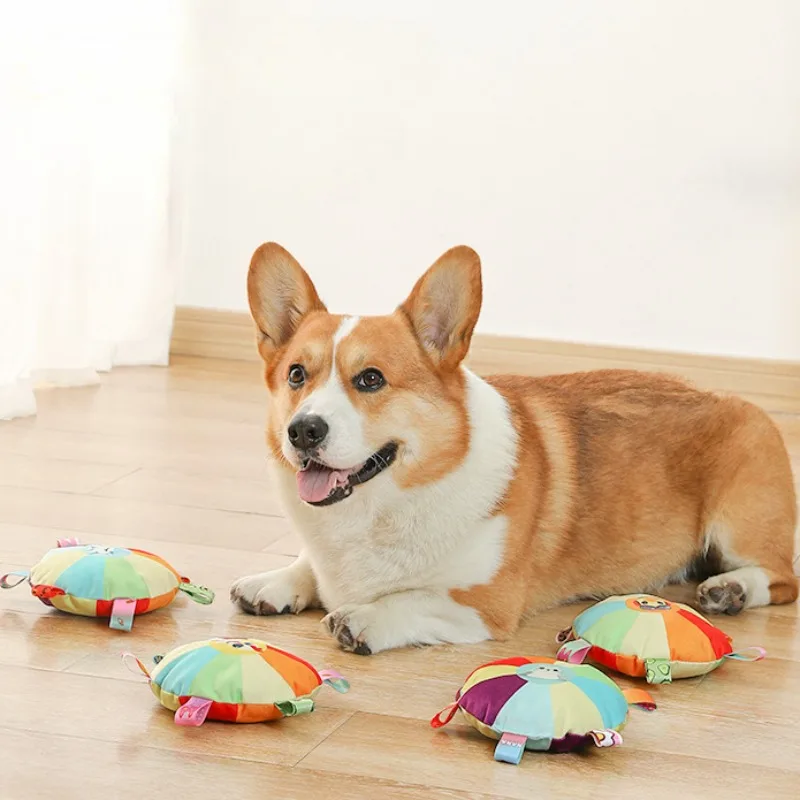 Discos voladores de lana para perros, juguete interactivo con chirrido, suministros de molienda de dientes resistentes al masticable para interiores, productos de entrenamiento para cachorros - imagen 2