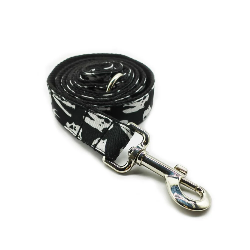 Collar de perro personalizado con grabado gratuito, correa para mascotas a juego, hebilla de Metal de contactos personalizados, Collar para mascotas con esqueleto negro - imagen 3