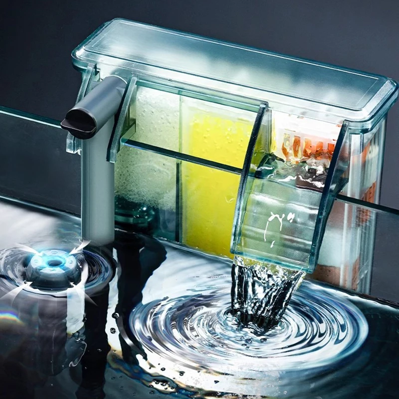 Filtros externos 3 en 1 para pecera, filtro colgante silencioso para acuario, filtros para tanque exterior de acuario, eliminación de aceite, accesorios para mascotas - imagen 4